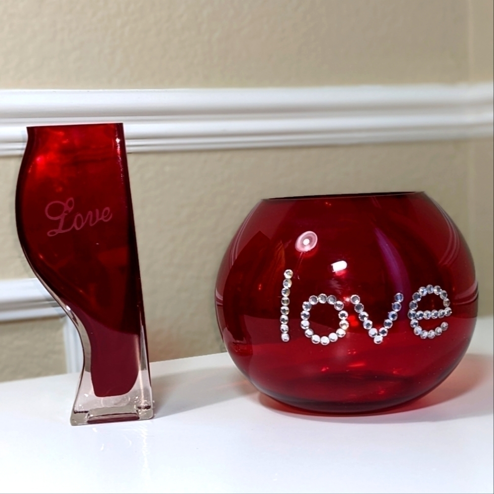 Vintage Red Glass Vases